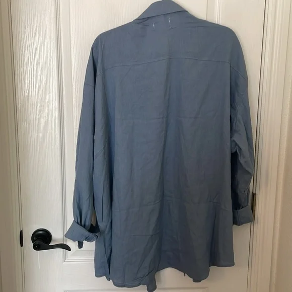 Risen Steel Blue oversized linen and viscose shirts - Picture 5 of 5